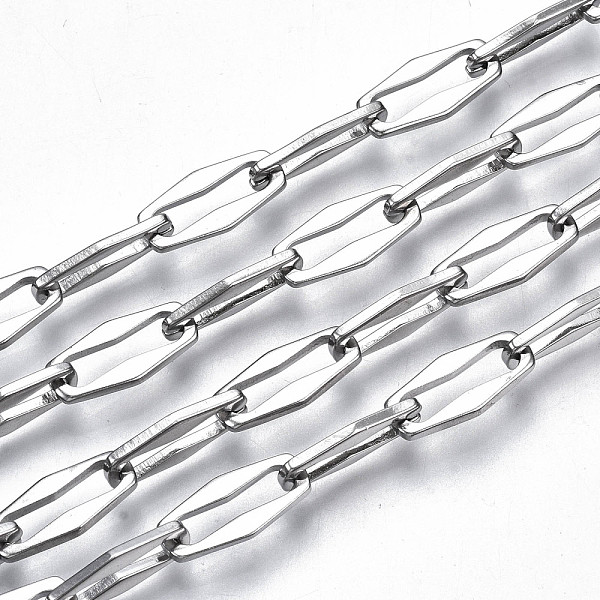 

PandaHall 304 Stainless Steel Link Chains, with Spool, Unwelded, Nickel Free, Oval, Stainless Steel Color, 15x7x1.3mm, about 32.8 Feet...
