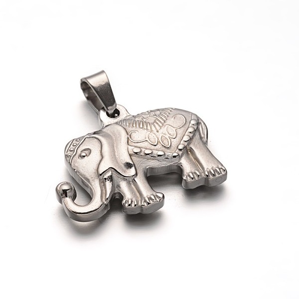 

PandaHall 304 Stainless Steel Elephant Pendants, Stainless Steel Color, 19x24.5x4.5mm, Hole: 6x4mm 304 Stainless Steel Elephant