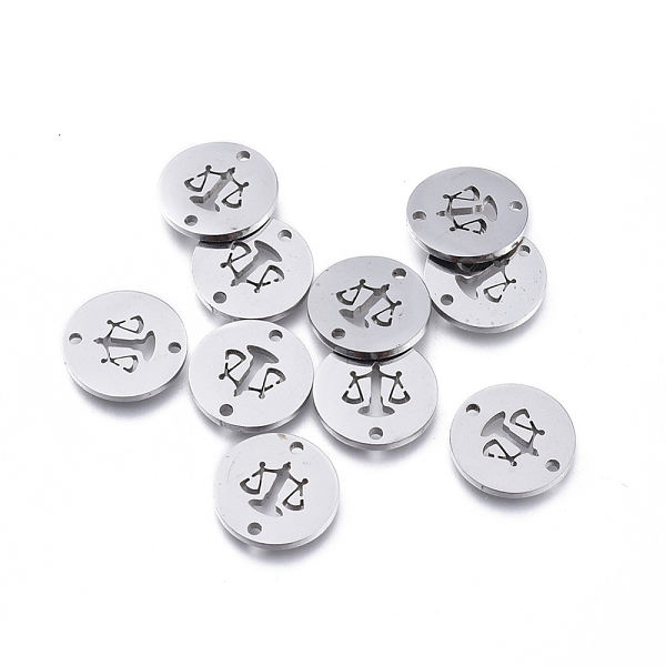 

PandaHall 304 Stainless Steel Links connectors, Flat Round with Balance Scale/Libra, Stainless Steel Color, 11.5x1mm, Hole: 1.2mm 304...