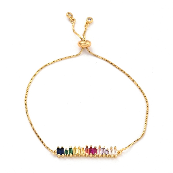 

PandaHall Colourful Cubic Zirconia Slider Bracelets, Brass Rectangle Link Bracelet for Women, Golden, Inner Diameter: 5/8~3-1/4 inch...