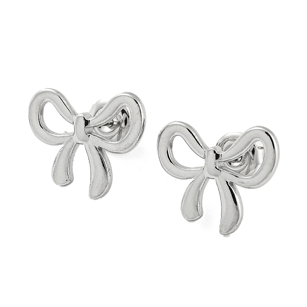 

PandaHall 304 Stainless Steel Stud Earrings, Bownot, Stainless Steel Color, 13.5x15.5mm 304 Stainless Steel Bowknot