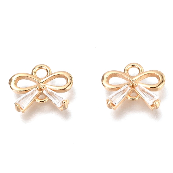 

PandaHall Brass Micro Pave Clear Cubic Zirconia Links Connectors, Long-Lasting Plated, Bowknot, Real 14K Gold Plated, 8.5x10.5x2.5mm, Hole...