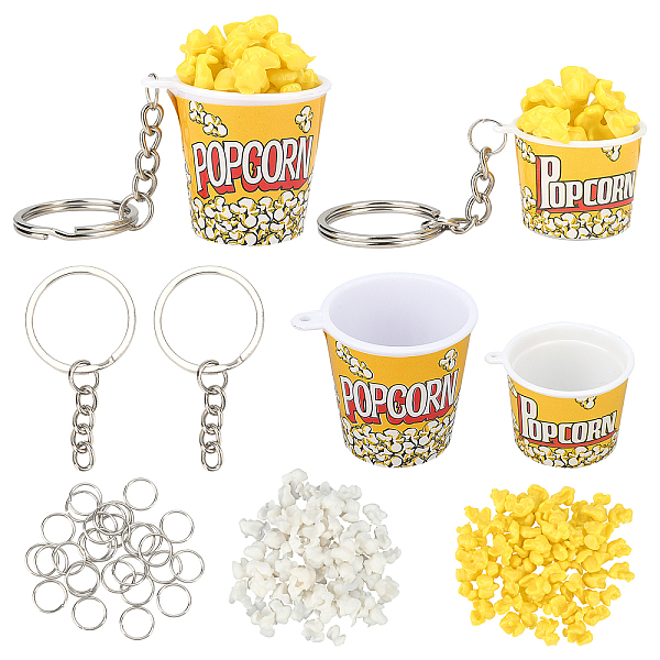 

PandaHall Olycraft DIY Popcorn Cup Keychain Making Kit, Including PVC Artificial Resin Popcorn, Plastic Pendants, Iron Keychain Findings &..., Yellow