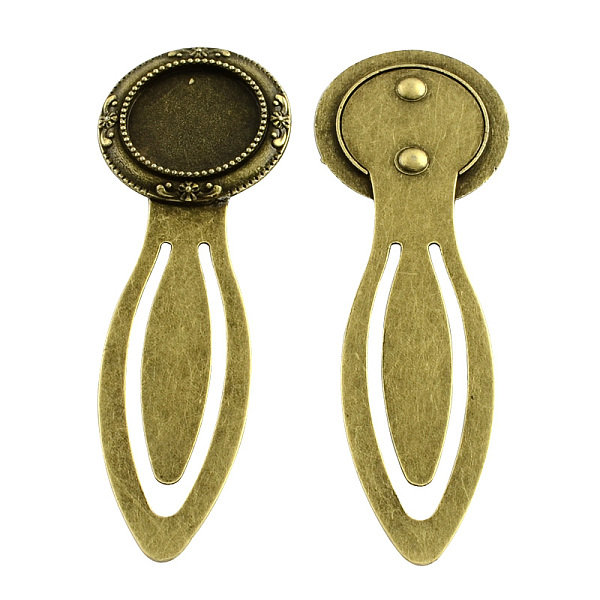 

PandaHall 18mm Tray Bookmark Cabochon Settings, Iron with Alloy Flat Round Tray, Lead Free, Nickel Free & Cadmium Free, Antique Bronze...