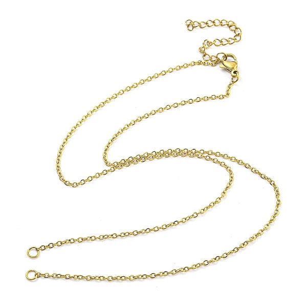 

PandaHall 304 Stainless Steel Cable Chains Necklace Makings, with Lobster Claw Clasps and End Chains, Golden, 17-7/8 inch(45.5cm), Hole...