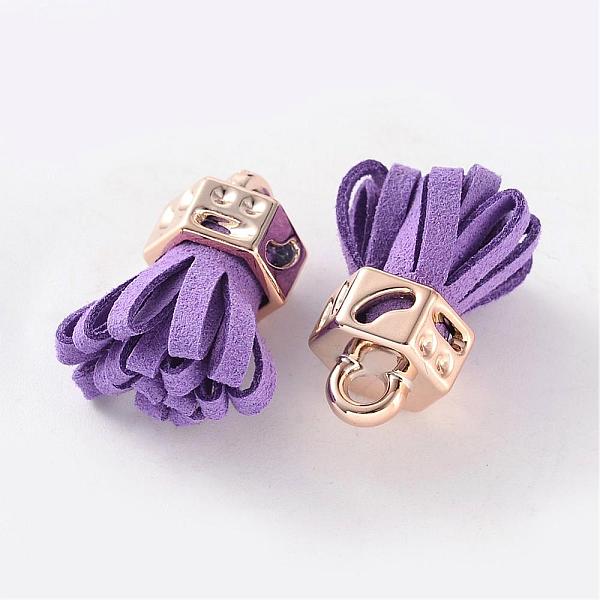 

PandaHall Faux Suede Cord Pendant Decorations, with Golden Plated CCB Plastic Findings, Medium Orchid, 24x12mm, Hole: 3mm Faux Suede Others..., Purple
