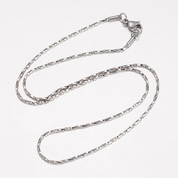 PandaHall 304 Stainless Steel Necklace, Coreana Chains, with Lobster Claw Clasps, Twisted, Stainless Steel Color, 17.91 inch~19.29 inch...