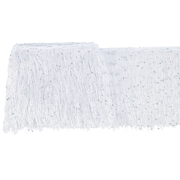 

PandaHall BENECREAT 5M Paillette Tassel Polyester Ribbon Trim, Clothes Accessories, WhiteSmoke, 7-7/8 inch(200mm), about 5.47 Yards(5m)/Bag..., White