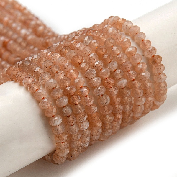 

PandaHall Natural Peach Moonstone Beads Strands, Faceted, Rondelle, 3x2mm, Hole: 0.6mm, about 138pcs/strand, 15.39''(39.1cm) Peach Moonstone...