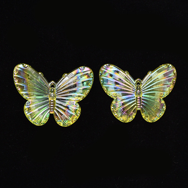 

PandaHall Electroplate Acrylic Pendants, AB Color Plated, Butterfly, Champagne Yellow, 31x41x4mm, Hole: 1.2mm Acrylic Butterfly