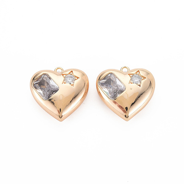 

PandaHall Brass Micro Pave Cubic Zirconia Pendants, Real 18K Gold Plated, Nickel Free, Heart, Clear, 18x19x7mm, Hole: 1.5mm Brass+Cubic...