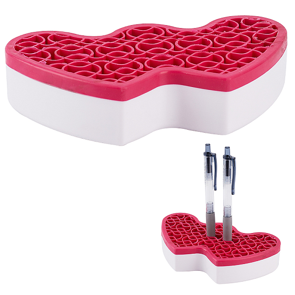 

PandaHall Gorgecraft Multipurpose Silicone Storage Box, for Cosmetics Brush Holder, Pen Holder, Toothbrush Holder, Lipstick Holder, Double..., Red