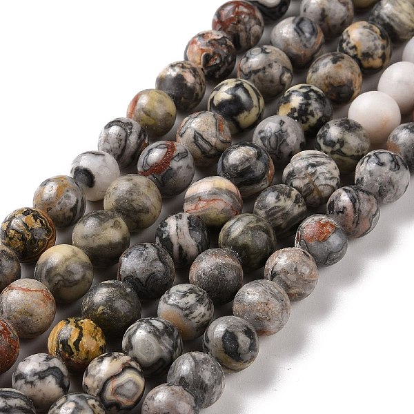

PandaHall Natural Map Stone/Picasso Stone/Picasso Jasper Beads Strands, Round, 8mm, Hole: 1.2mm, about 46~48pcs/strand, 14.88~15.24''...