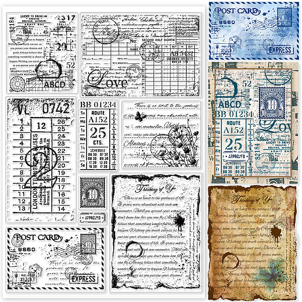

PandaHall GLOBLELAND Vintage Label Background Clear Stamps Postcard Stamp Silicone Clear Stamp Seals for Cards Making DIY Scrapbooking Photo...