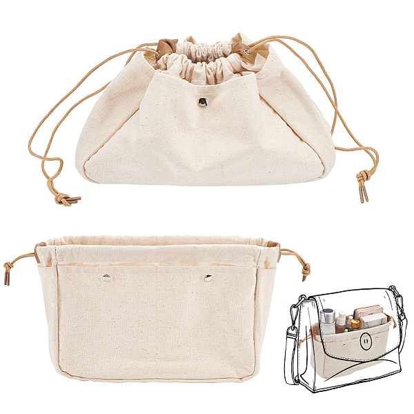 

PandaHall Canvas Drawstring Cosmetic Pouches, Portable Travel Makeup Organizer Bags, Rectangle, Antique White, 19.6x31.5x1.5cm Cloth...
