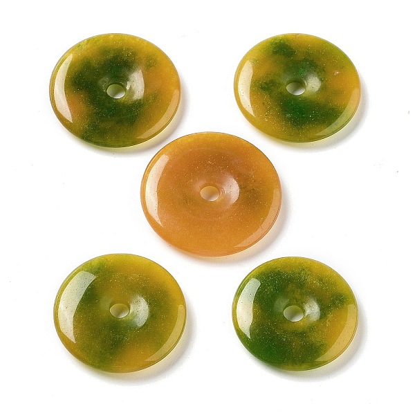 

PandaHall Dyed Natural White Jade Pendants, Donut Charms, Dark Olive Green, 28~31x4.5~5mm, Hole: 4.5mm White Jade Donut