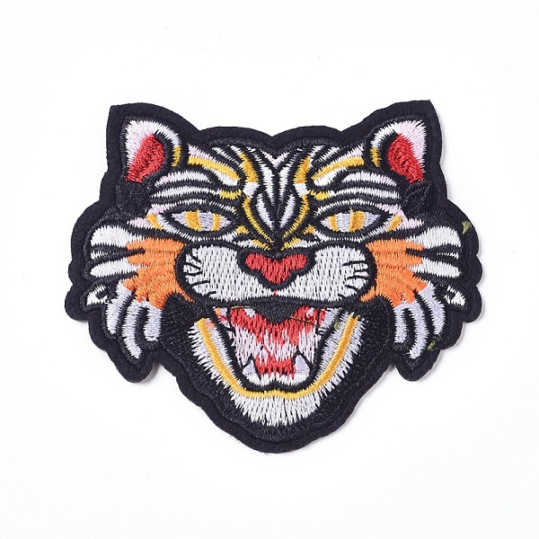 PandaHall Computerized Embroidery Cloth Iron on/Sew on Patches, Costume Accessories, Appliques, Tiger, Colorful, 67.5x76x1.5mm Cloth Tiger