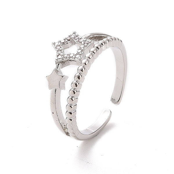 

PandaHall Clear Cubic Zirconia Hollow Out Star Open Cuff Ring, Brass Jewelry for Women, Platinum, Inner Diameter: 17.2mm Brass+Cubic...