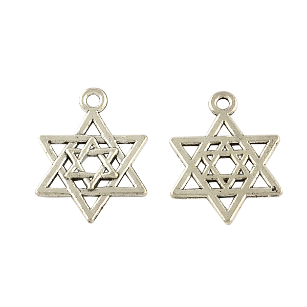 

PandaHall Tibetan Style Alloy Magen David Star Pendants, Cadmium Free & Lead Free, Antique Silver, 21x15x1.5mm, Hole: 2mm, about 555pcs/500g...