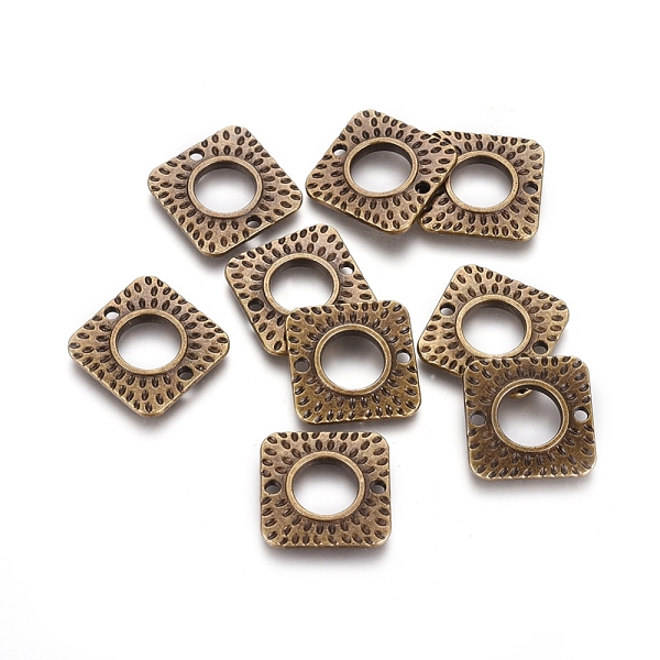 

PandaHall Tibetan Style Links connectors, Square, Antique Bronze, Lead Free & Cadmium Free & Nickel Free, 18x18x2mm, Hole: 9mm Alloy Square