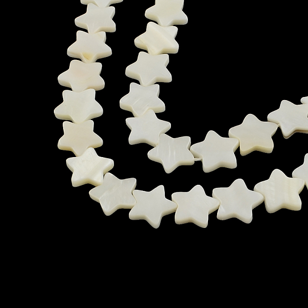 

PandaHall Star Shape Natural Sea Shell Beads Strands, 14~15x15~16x2.5~4mm, Hole: 1mm, about 30pcs/strand, 15.7 Other Sea Shell Star