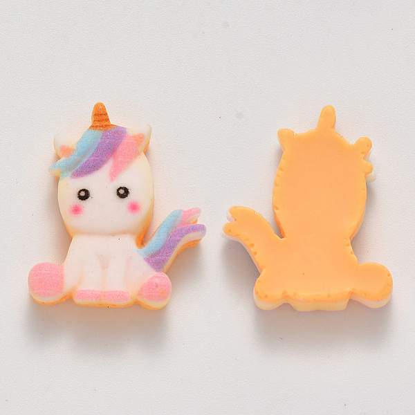 

PandaHall Resin Cabochons, Unicorn, Colorful, 24x19x6mm Resin Unicorn
