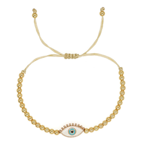 

PandaHall Alloy Round & Evil Eye Braided Bead Bracelets, Adjustable Cord Bracelets for Women Alloy
