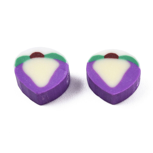 

PandaHall Handmade Polymer Clay Beads, Peach, Blue Violet, 9~9.5x9.5~10x4.5mm, Hole: 1.2~1.8mm Polymer Clay Fruit