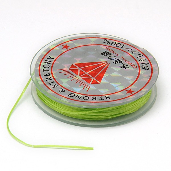 

PandaHall Flat Elastic Crystal String, String Cord Crystal Threads, Pale Green, 0.8mm, about 10.93 yards(10m)/roll Spandex Flat Green