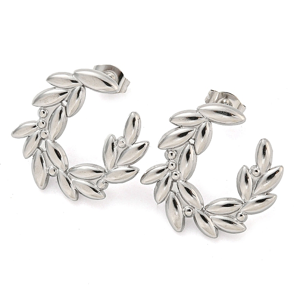 

PandaHall 304 Stainless Steel Ear Studs, Leaf, Stainless Steel Color, 20x21mm 304 Stainless Steel Ring