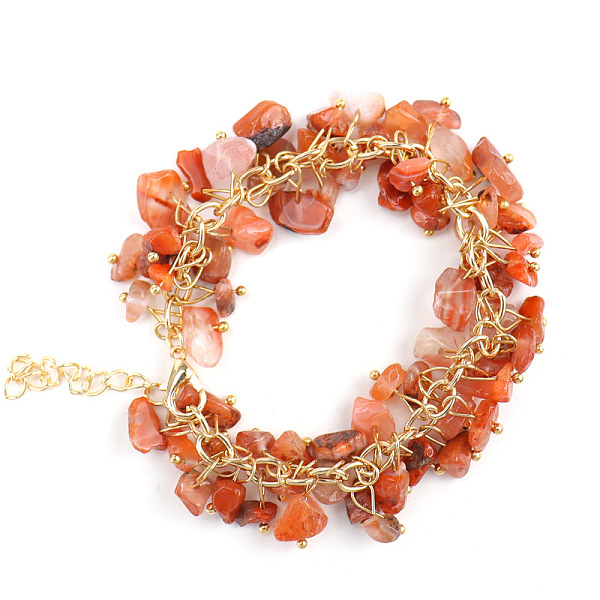 

PandaHall Natural Red Agate Bead Bracelets, 8-5/8 inch(22cm) Red Agate