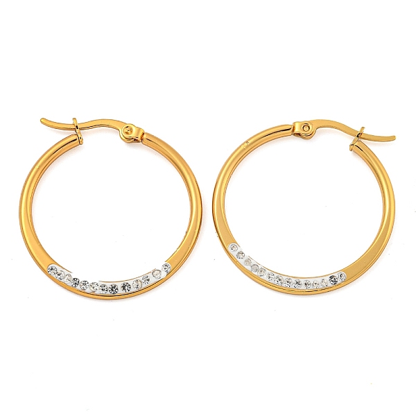 

PandaHall Vacuum Plating 202 Stainless Steel Studs Earring, with 304 Stainless Steel Pins and Rhinestone, Ring, Golden, 29.5x2mm 202...