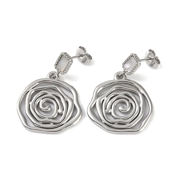 

PandaHall Flower 304 Stainless Steel Shell Stud Earrings, Dangle Earrings for Women, Stainless Steel Color, 32x22.5mm 304 Stainless Steel...
