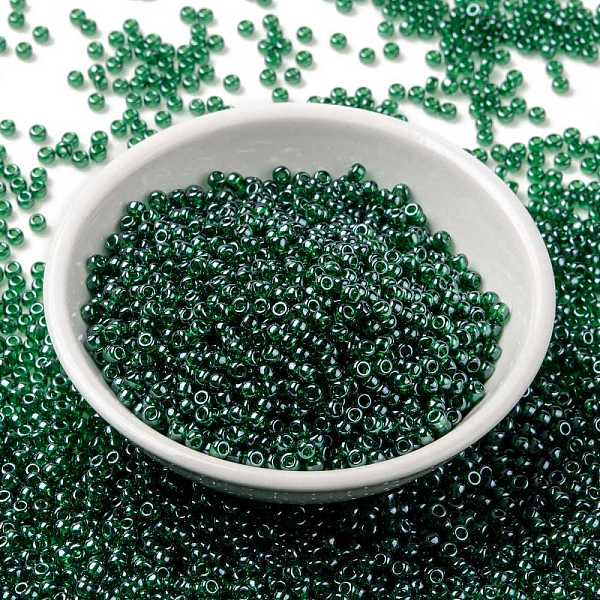 

PandaHall MIYUKI Round Rocailles Beads, Japanese Seed Beads, 8/0, (RR173) Transparent Green Luster, 3mm, Hole: 1mm, about 422~455pcs/10g...