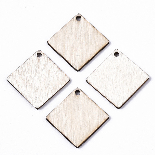 

PandaHall Unfinished Natural Poplar Wood Pendants, Laser Cut Wood Shapes, Undyed, Rhombus, Antique White, 24x24x1.5mm, Hole: 1.8mm, Side..., Orange