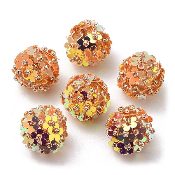 

PandaHall PVC Plastic Paillette with Glass Seed Beaded Pendants, with Iron Loops, Flower Charms, Sandy Brown, 18x17mm, Hole: 4.3mm PVC...