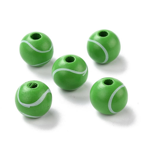 

PandaHall Natural Wood Beads, Dyed, Round, Tennis Pattern, 15.5x14.5mm, Hole: 3.2mm Wood Tennis Green