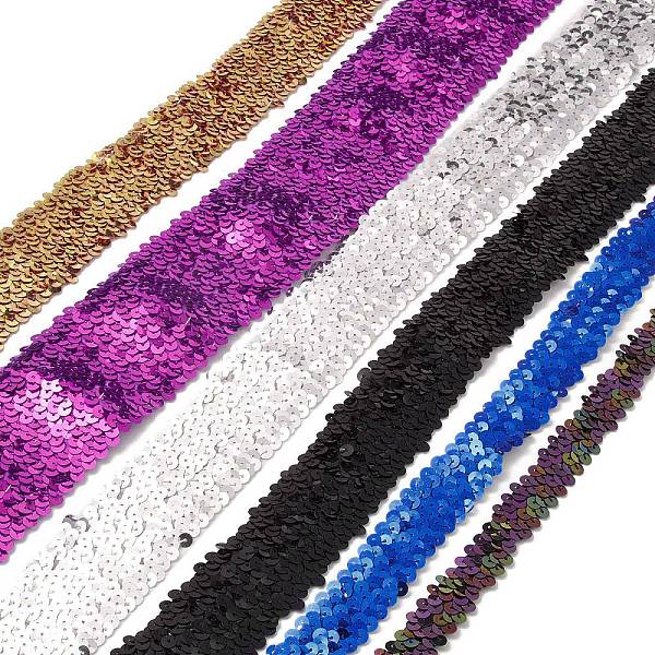 

PandaHall 1M Plastic Paillette Elastic Trim, Sequin Trimming, Ornament Accessories, Flat Round, Mixed Style, Mixed Color, 20~71x2mm PVC Flat..., Multicolor