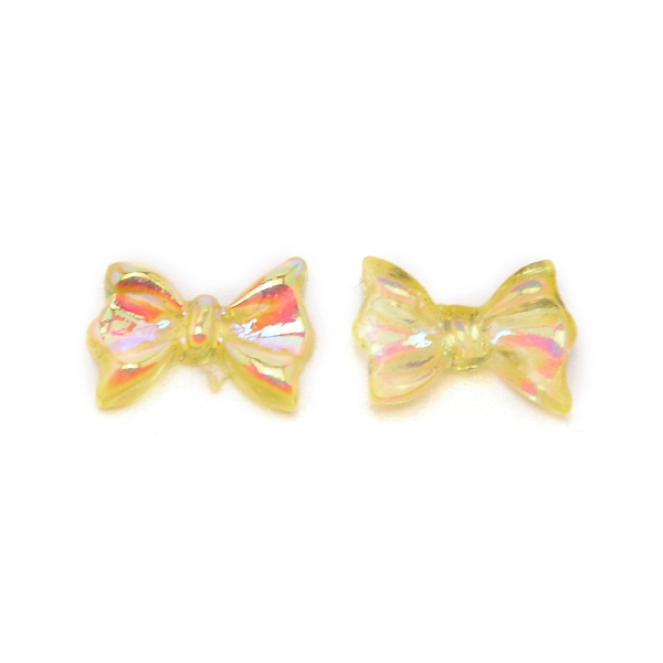 

PandaHall Bowknot Resin Cabochons, Nail Art Decoration Accessories, Rainbow Plated, Gold, 7x10x3mm Resin Bowknot Gold