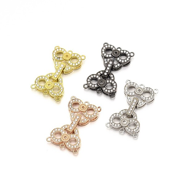 

PandaHall Rack Plating Brass Micro Pave Cubic Zirconia Owl Fold Over Clasps, Lead Free & Cadmium Free, Mixed Color, 28x17x4.5mm, Hole: 1mm..., Multicolor