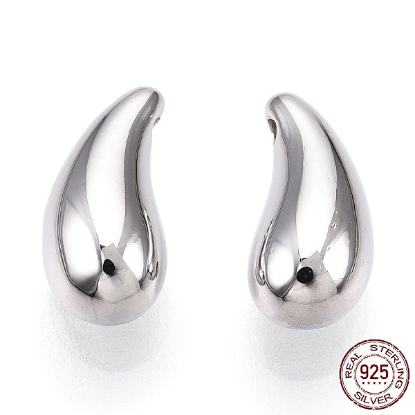

PandaHall Rhodium Plated 925 Sterling Silver Charms, Teardrop Charms, Nickel Free, with S925 Stamp, Real Platinum Plated, 12x5.5x5.5mm, Hole...