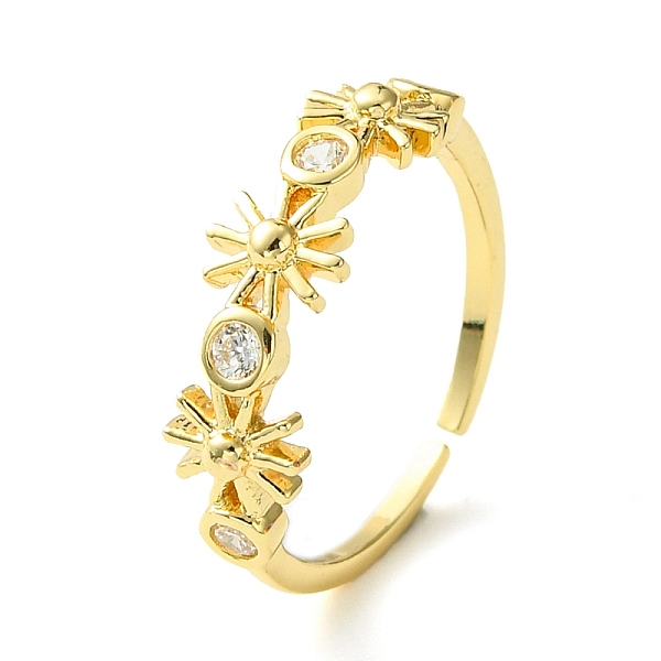 

PandaHall Bass Micro Pave Cubic Zirconia Ring, Long-Lasting Plated, Sun, Golden, Inner Diameter: 16mm Brass+Cubic Zirconia Sun Clear