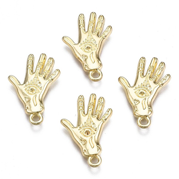 

PandaHall Rack Plating Alloy Pendants, Cadmium Free & Lead Free, Hand with Eye, Light Gold, 20.5x13.5x2mm, Hole: 1.6mm Alloy Palm
