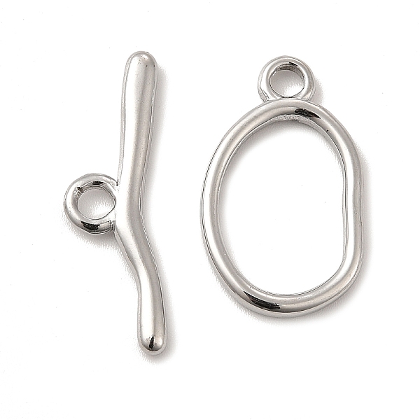 

PandaHall 304 Stainless Steel Toggle Clasps, Oval, Stainless Steel Color, Oval: 25x15x2mm, Hole: 3mm, 16.5x11mm inner diameter, Bar...