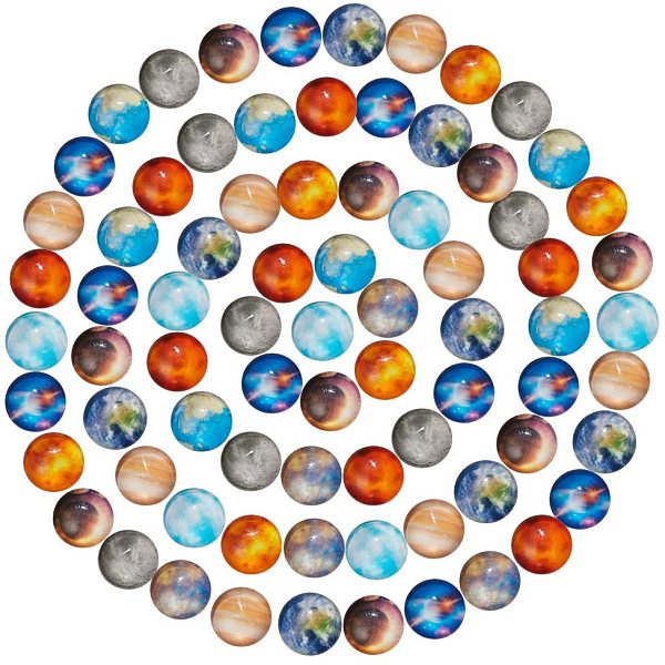 

PandaHall SUNNYCLUE Glass Cabochons, Half Round/Dome, Planet Print Pattern, Mixed Color, 10x4mm, 10colors, 10pcs/color, 100pcs/box Glass..., Multicolor