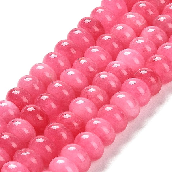 

PandaHall Dyed Natural White Jade Beads Strands, Rondelle, Cerise, 10x6mm, Hole: 1mm, about 61pcs/strand, 15.20 inch(38.6cm) White Jade..., Red