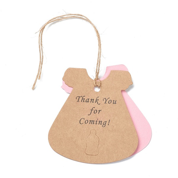 PandaHall Paper Duplex Hang Tags, with Hemp Ropes, Dress with Word Thank You for Coming & Feeder Pattern, for Baby Show Gifts Decorative...