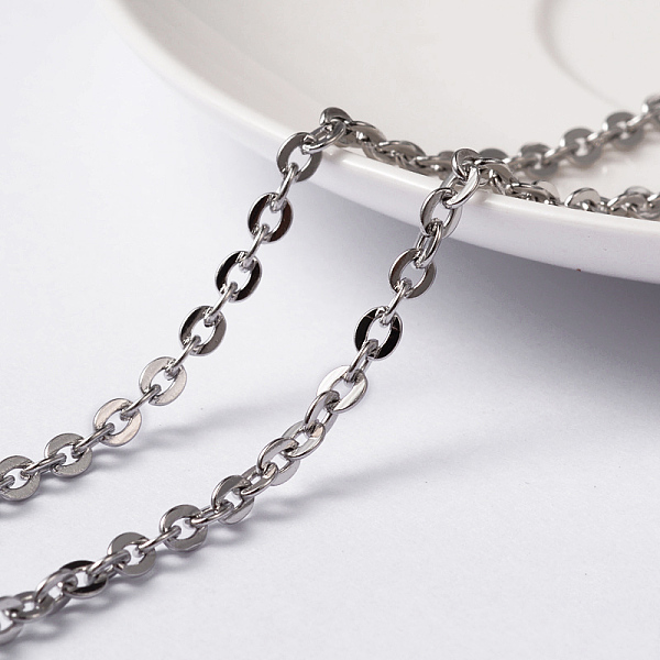

PandaHall 304 Stainless Steel Cable Chains, Unwelded, with Spool, Stainless Steel Color, 4x3x0.8mm, about 32.8 Feet(10m)/roll 304 Stainless...