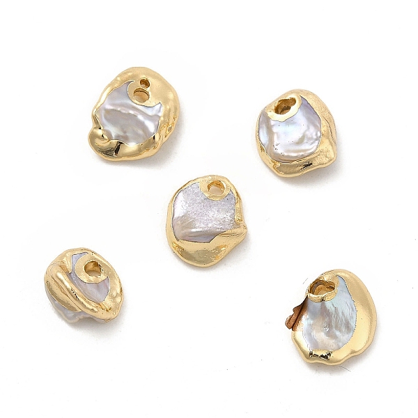 

PandaHall Baroque Natural Keshi Pearl Nuggets Charms, with Brass Findings, Light Gold, 6~10x6~8x3~5mm, Hole: 1.2~1.4mm Keshi Pearl Nuggets..., White