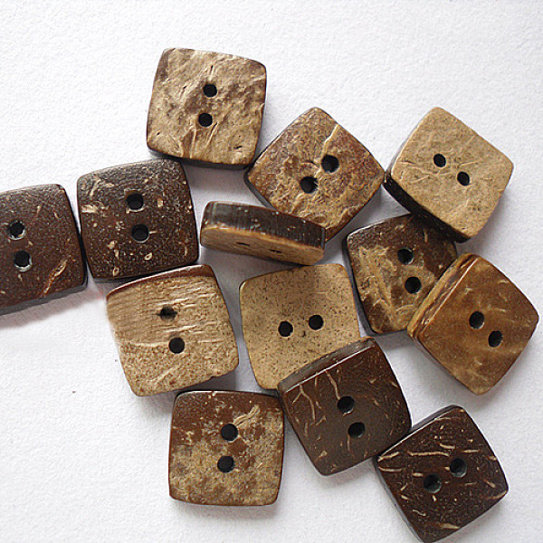 

PandaHall Sqaure Buttons with 2-Hole, Coconut Button, BurlyWood, Size: about 10mm in diameter Coconut Orange